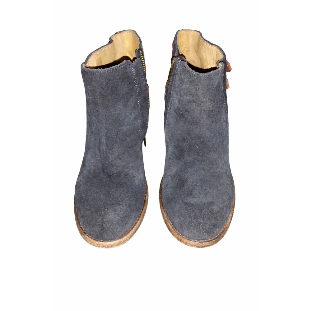 Hudson Women’s Suede Booties Size 40 Brown Black Mod Ankle Boots Designer Chic